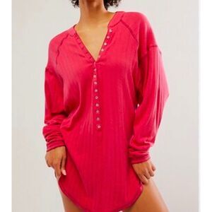 Intimately free people coffee chat pullover henley shirt Size M